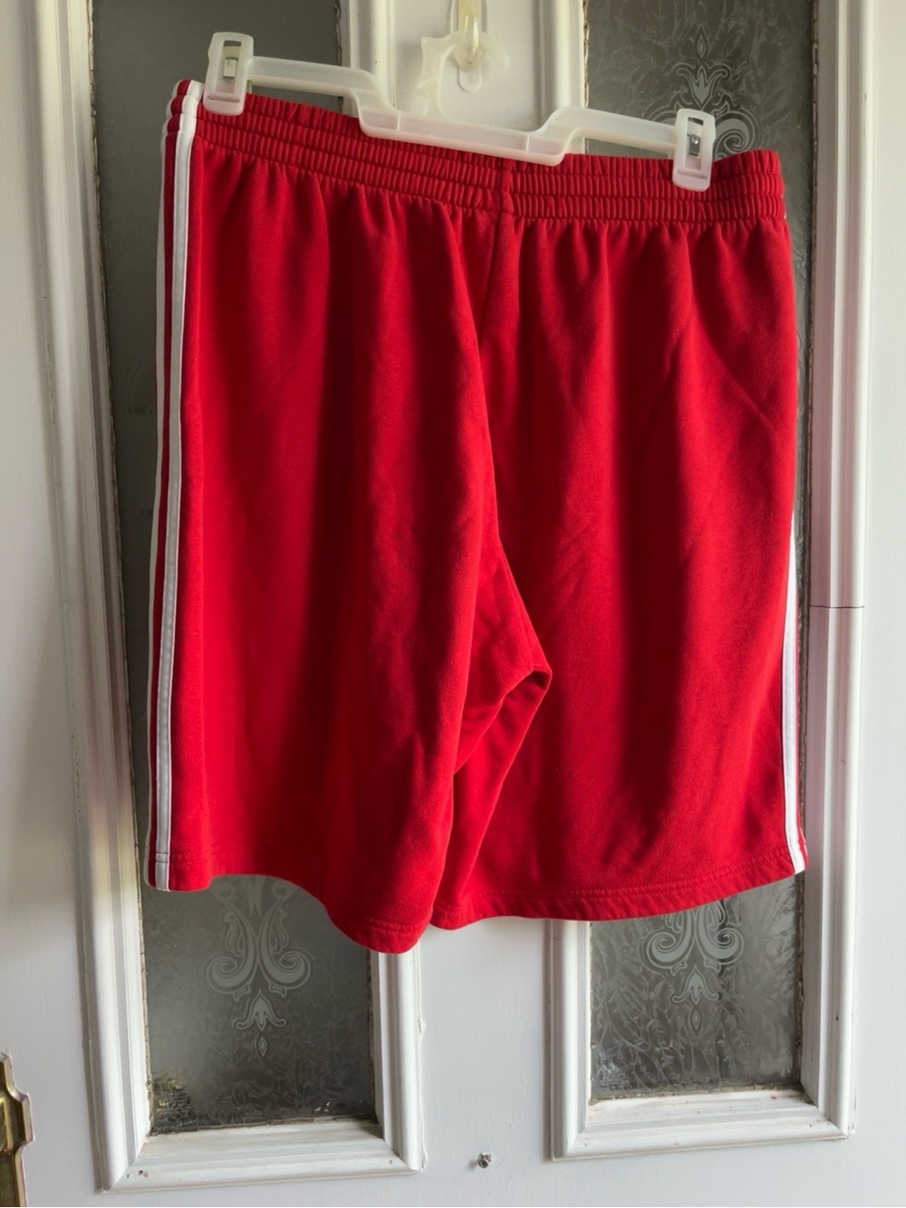 Adidas Men’s Red Athletic Shorts with White Stripes size XL - Picture 2 of 2